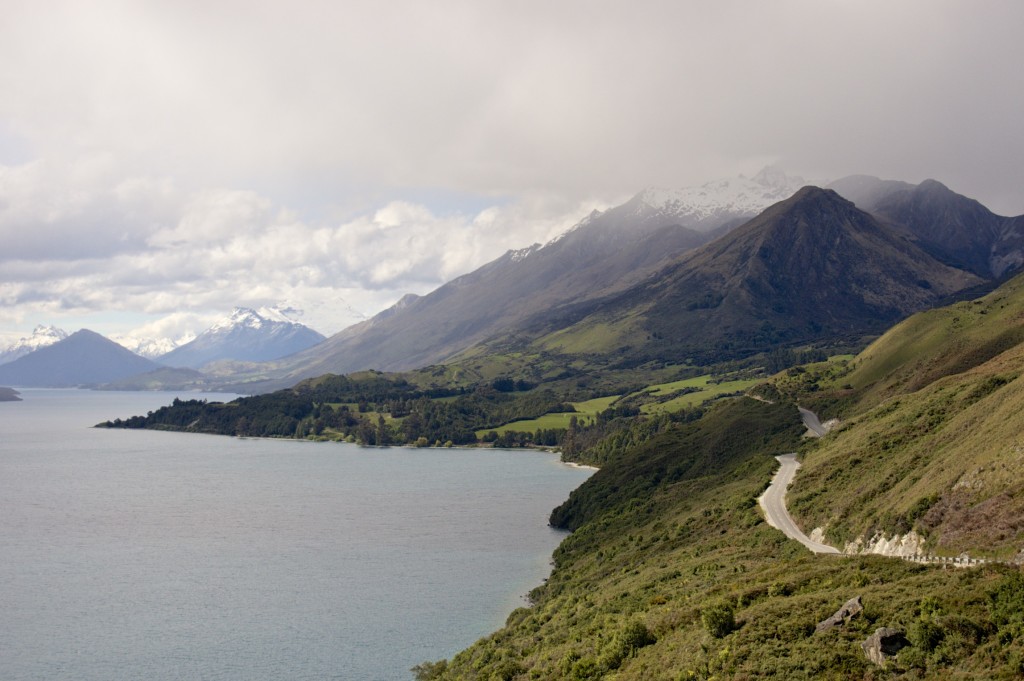 View of Lake Wakatipu while drive to Glenorchy